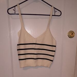 Forever 21 | Ivory and Navy Blue Striped Tank Top